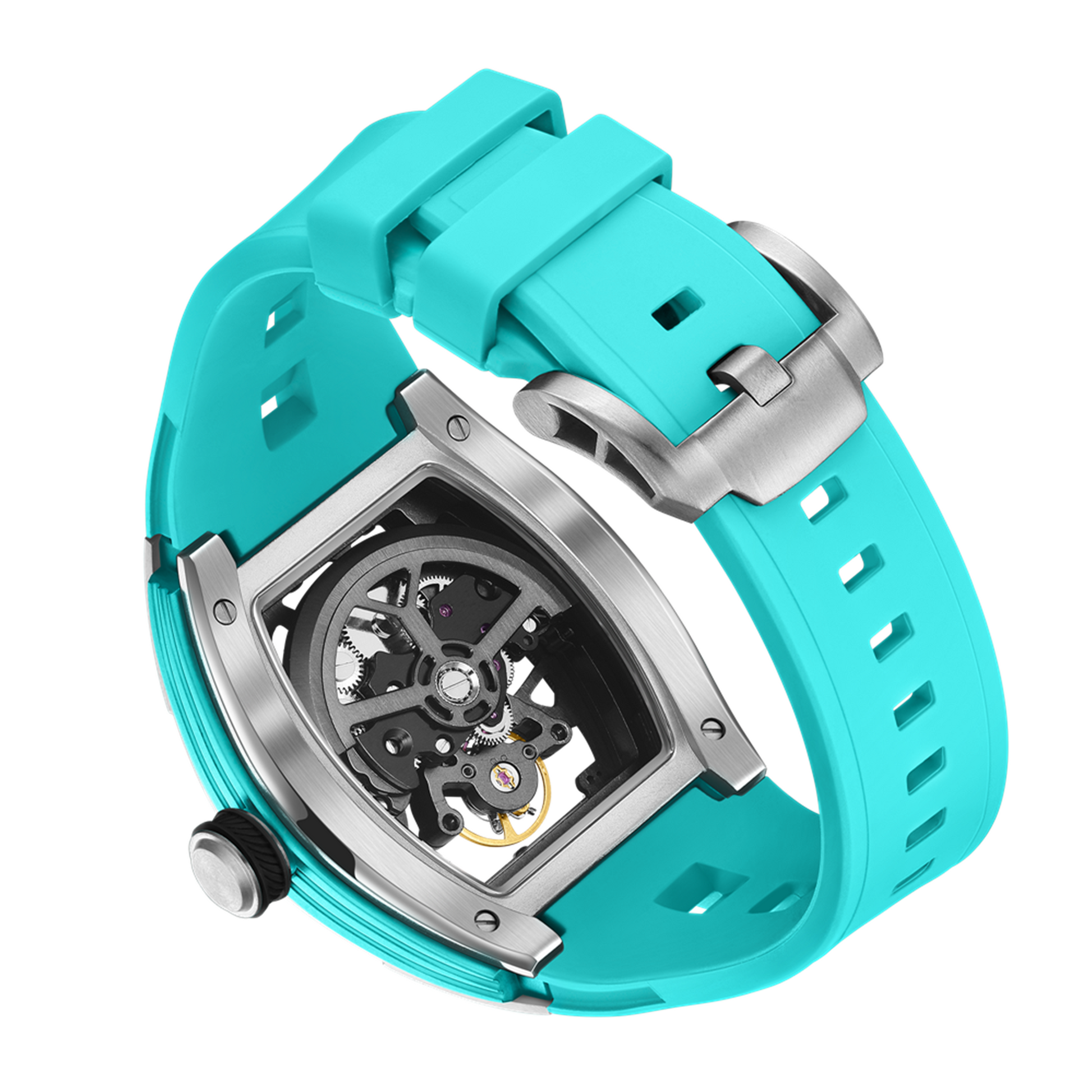 New Skeleton Dial Watches for Men Stainless Steel Case Automatic Mechanical Wristwatch Waterproof Luminous Sport Watch 9198-1-14