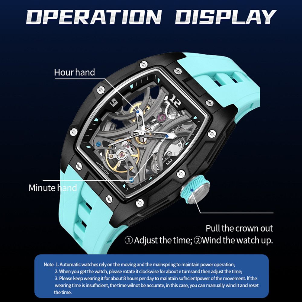 MEGIR Skeleton Dial Men Watches Luxury Automatic Mechanical Sport Watch Stainless Steel Case Man Wristwatch Clock Reloj Hombre 2245-4