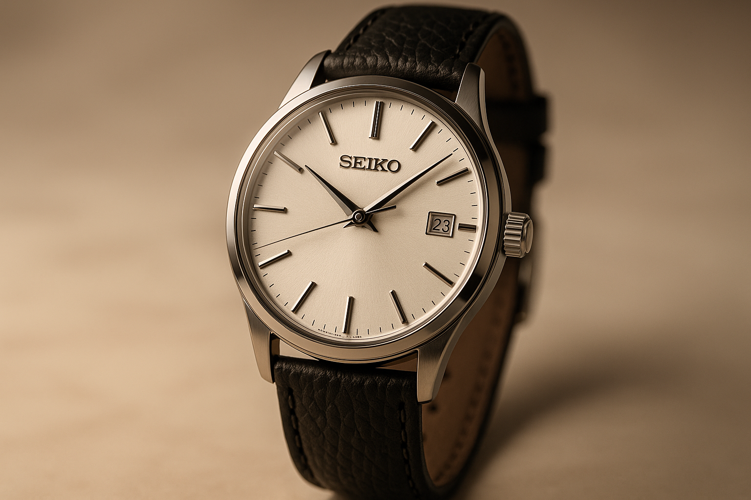 An aesthetic image of a Seiko watch.
